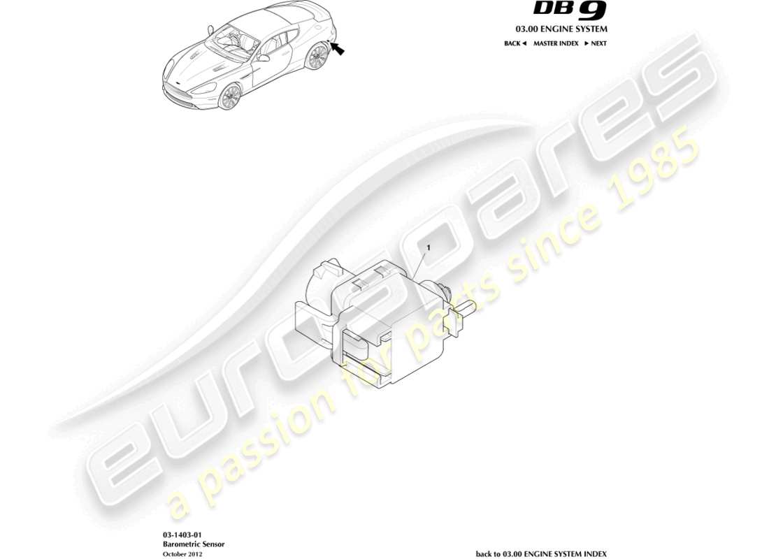 a part diagram from the aston martin db9 (2015) parts catalogue