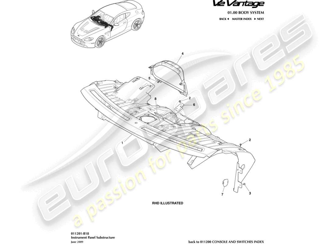 aston martin v12 vantage (2012) ip substructure part diagram