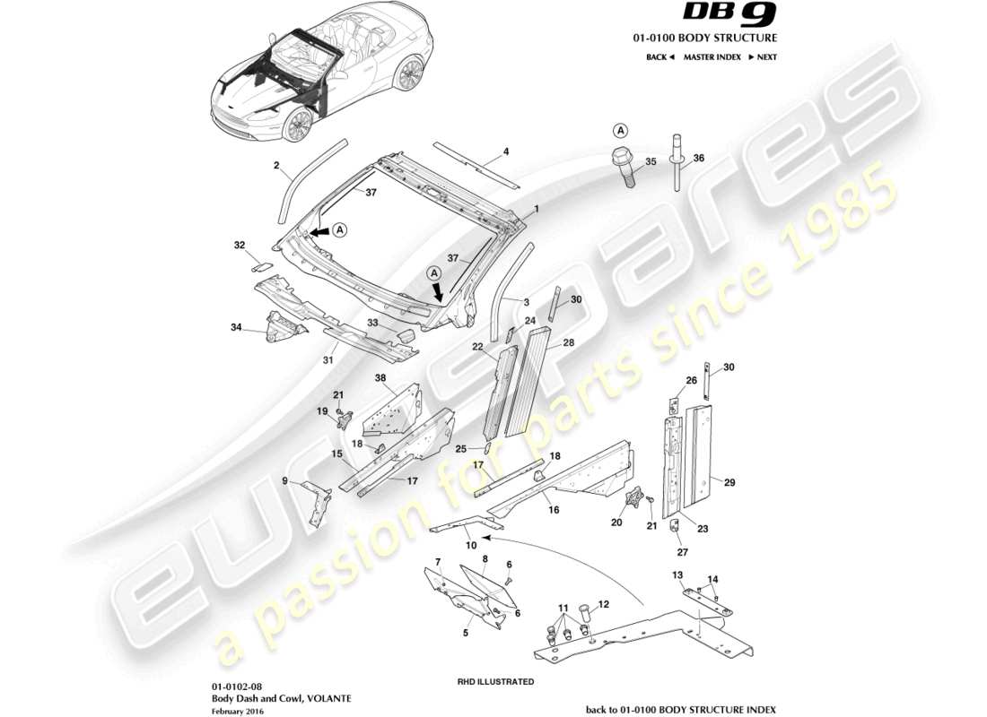 a part diagram from the aston martin db9 (2014) parts catalogue