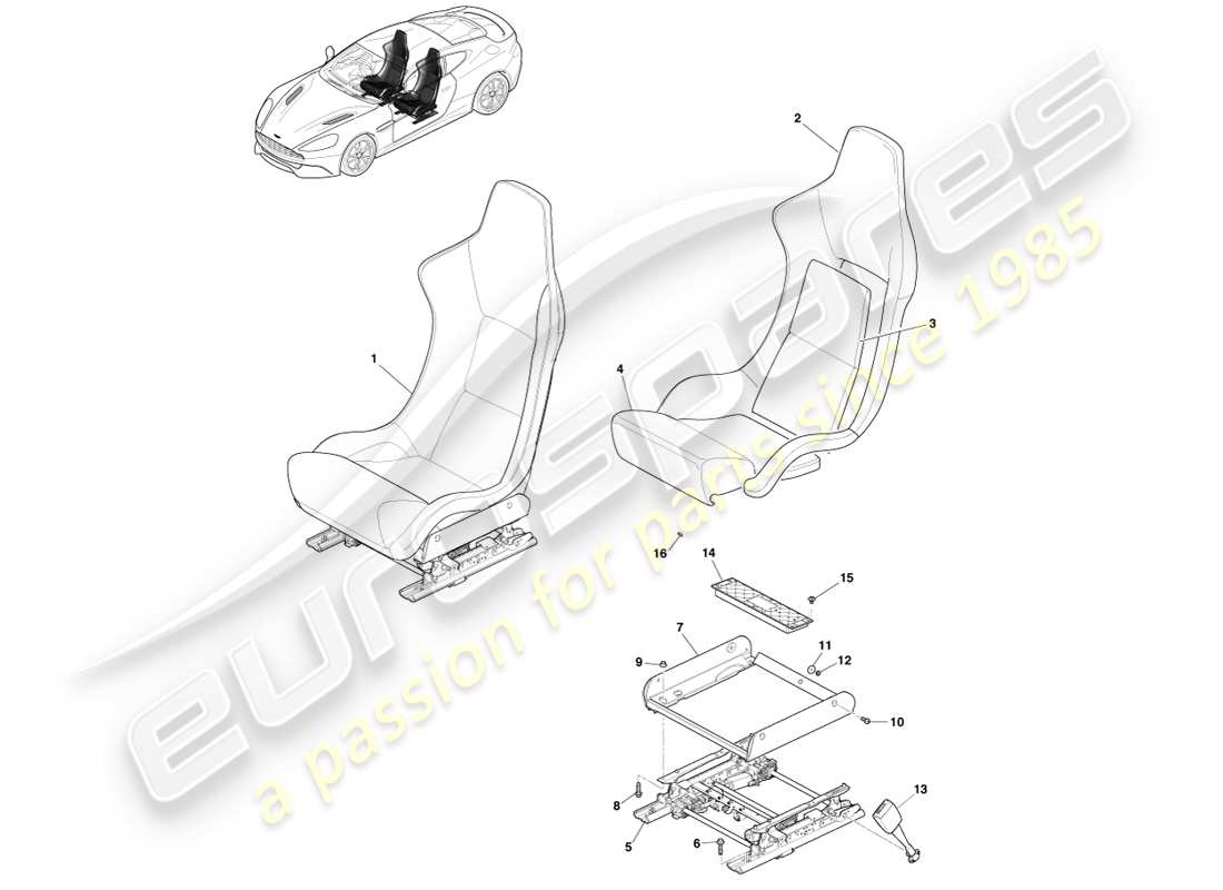 a part diagram from the aston martin vanquish (2014) parts catalogue