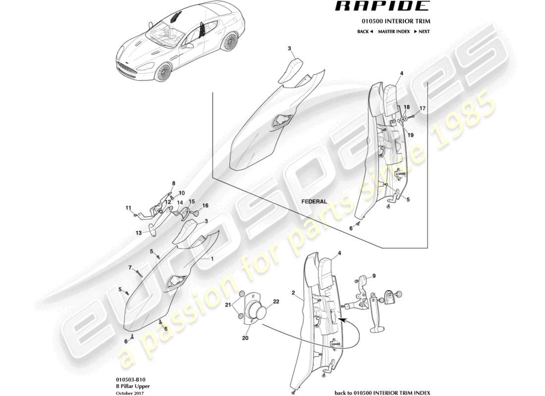 a part diagram from the aston martin rapide (2014) parts catalogue