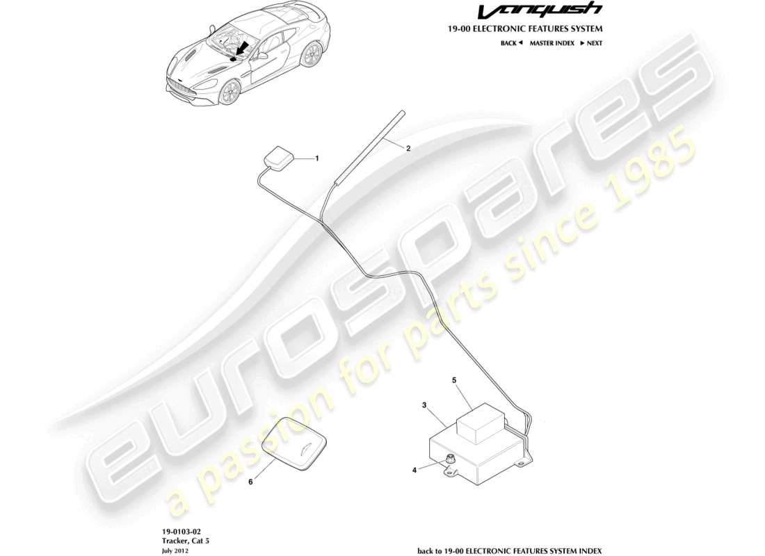 a part diagram from the aston martin vanquish (2017) parts catalogue