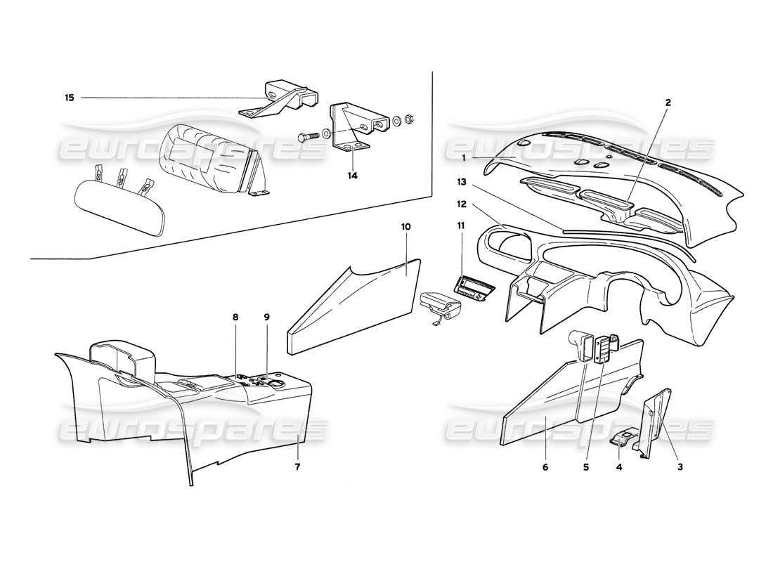 lamborghini diablo 6.0 (2001) passenger compartment trims part diagram