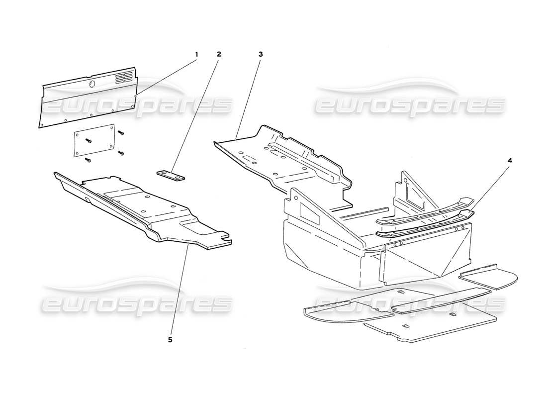 lamborghini diablo 6.0 (2001) frame floor panels (valid for gb & australia - march 2001) part diagram