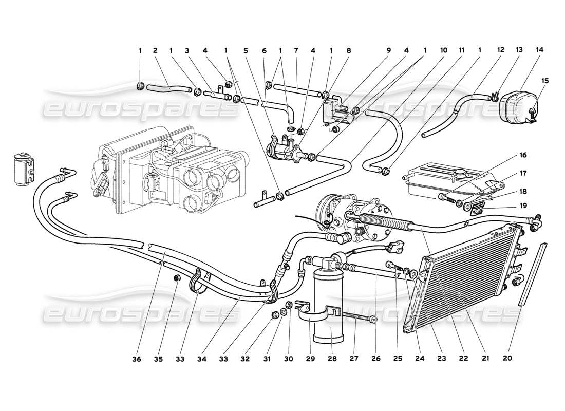 lamborghini diablo 6.0 (2001) climate control (valid for gb & australia - march 2001) part diagram