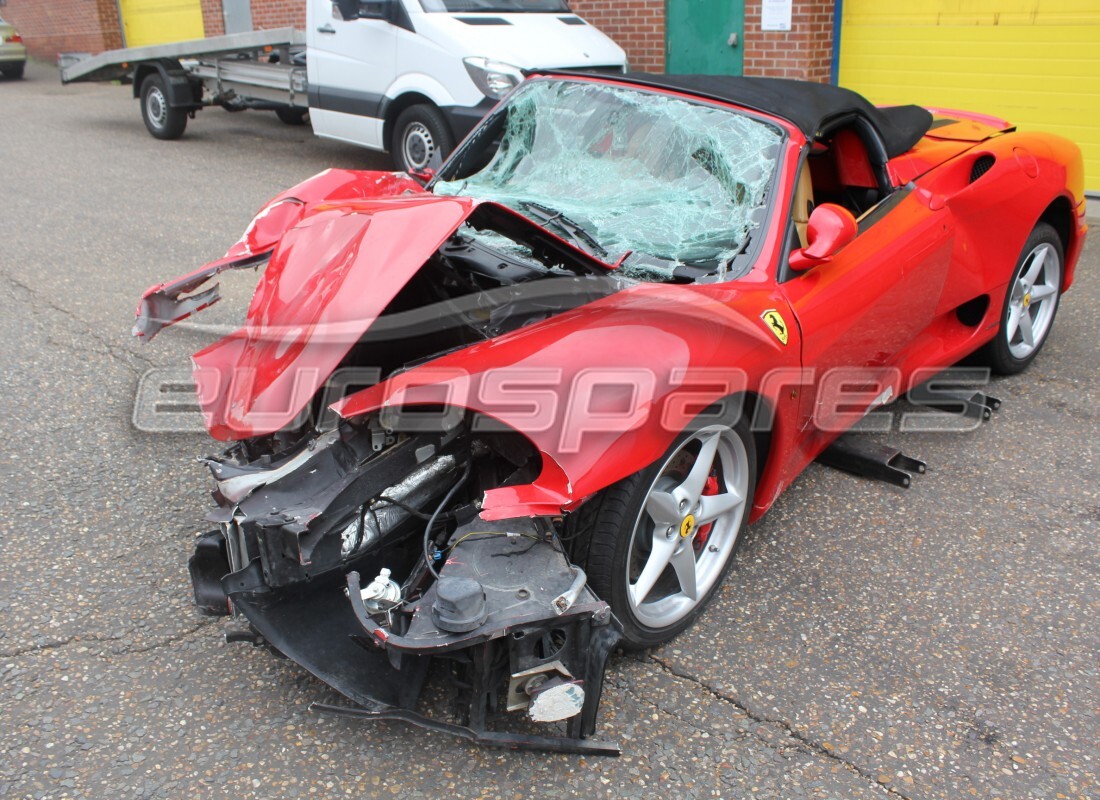 ferrari 360 spider being prepared for dismantling at eurospares